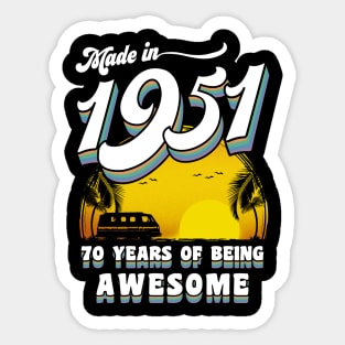 Made in 1951 All Original Parts 70 Birthday Gift Sticker